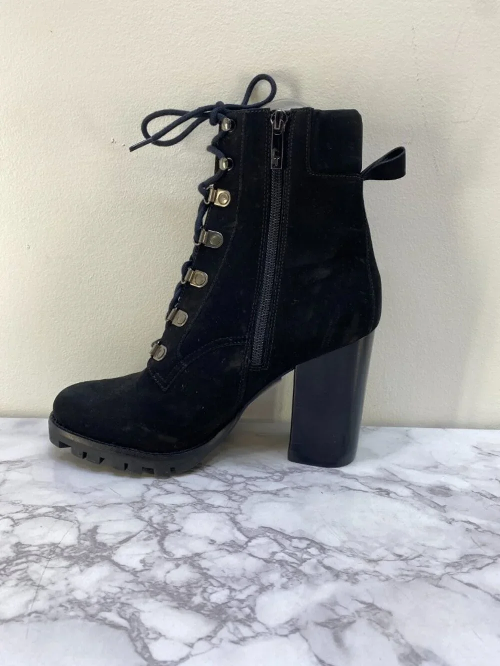 Ted Baker Women's Chunky Black Heel Lace Up Boot Sz 10